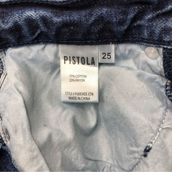 Pistolsa High Waist Skinny Jeans Medium Dark Wash Light Distressing Size 25 - Picture 10 of 13